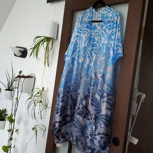 NWT Blue and Grey silk cover-up